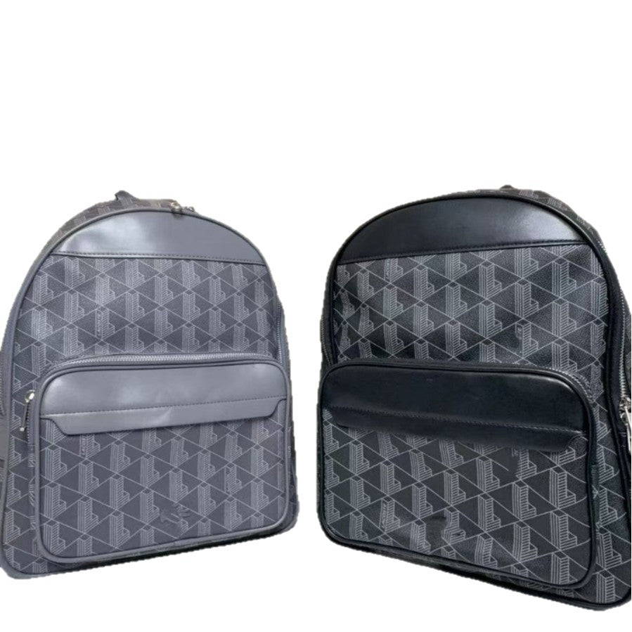 Men's Fashion Personalized Printed Leather Lettered Classic Large Leisure Backpack