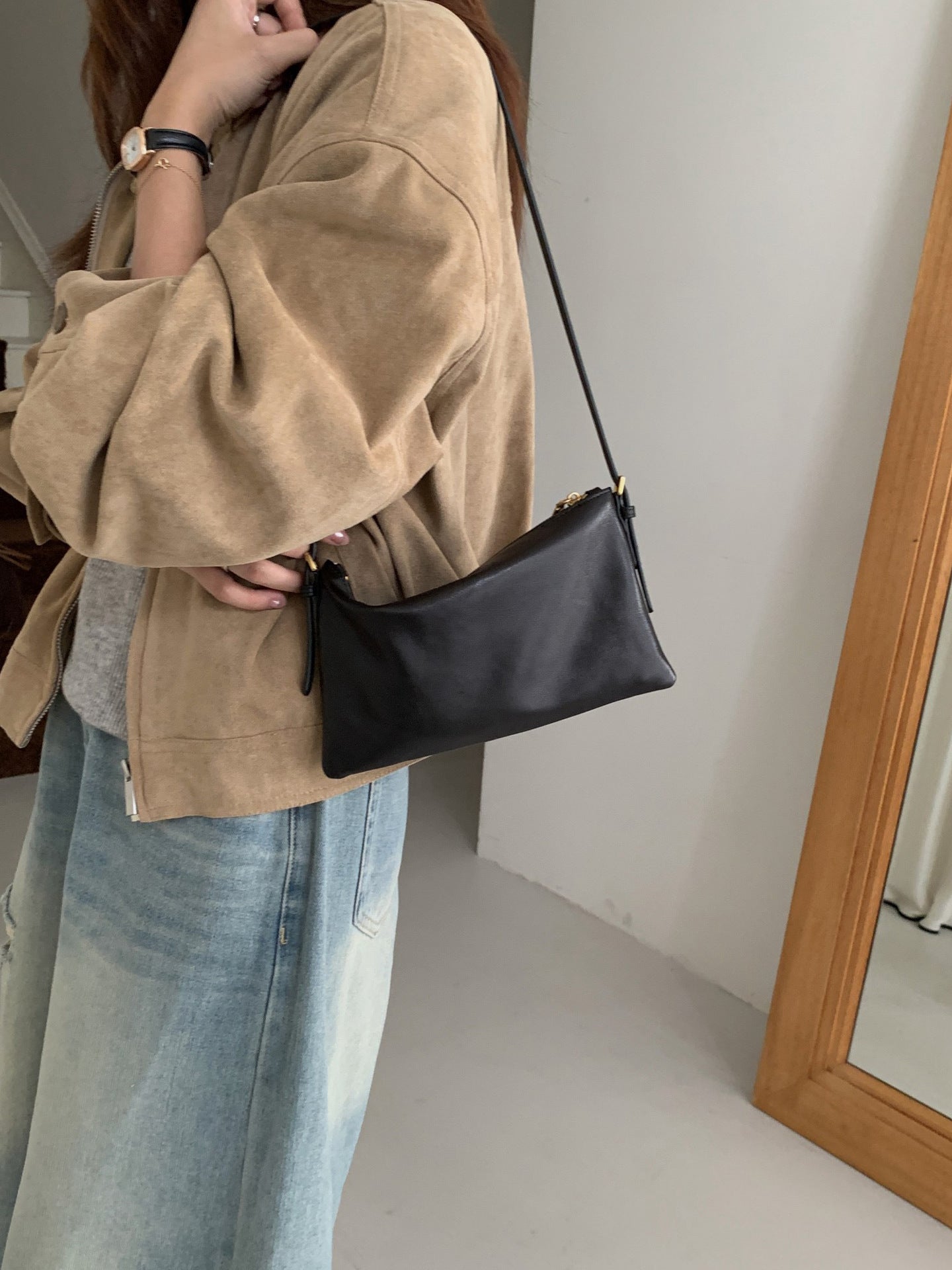 Women's Sheepskin Versatile Exquisite Carrying Genuine Leather Women's Messenger Bag