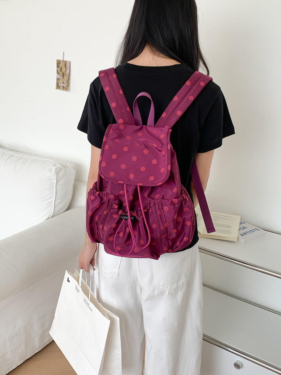 Korean Lightweight Nylon Design Polka Dot Backpacks
