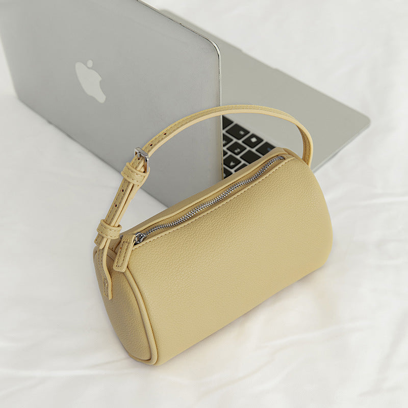 Korean Niche Design Simple Round Minimalist Lychee Women's Messenger Bag