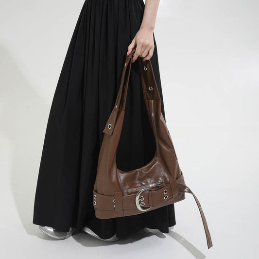 Fashion Retro Hot Underarm Large Capacity Design Commuter Black Women's Shoulder Bag