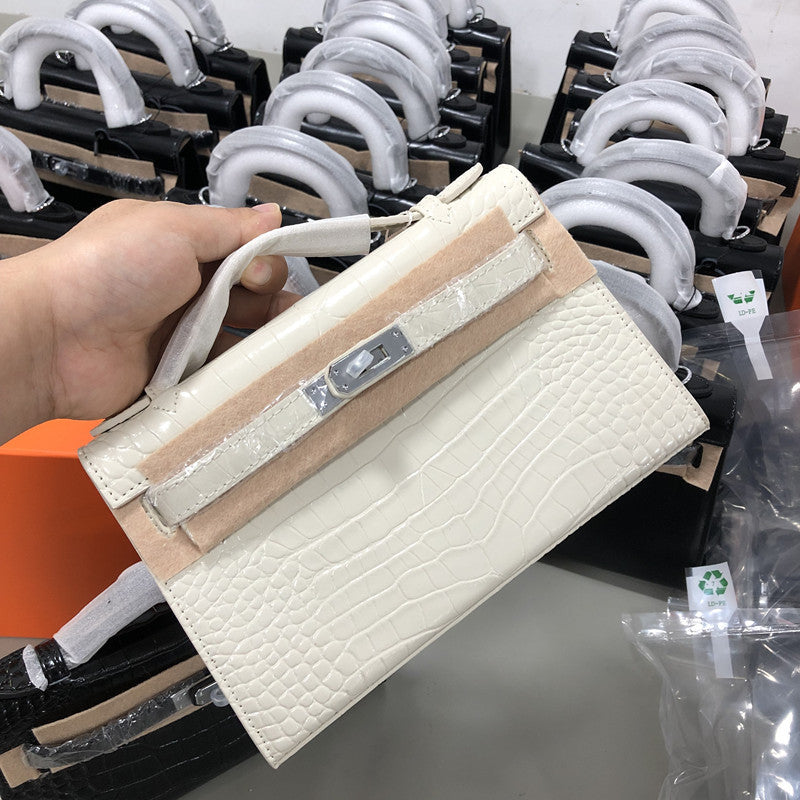 Crocodile Pattern Generation Kelly Cowhide High-grade Women's Handbag