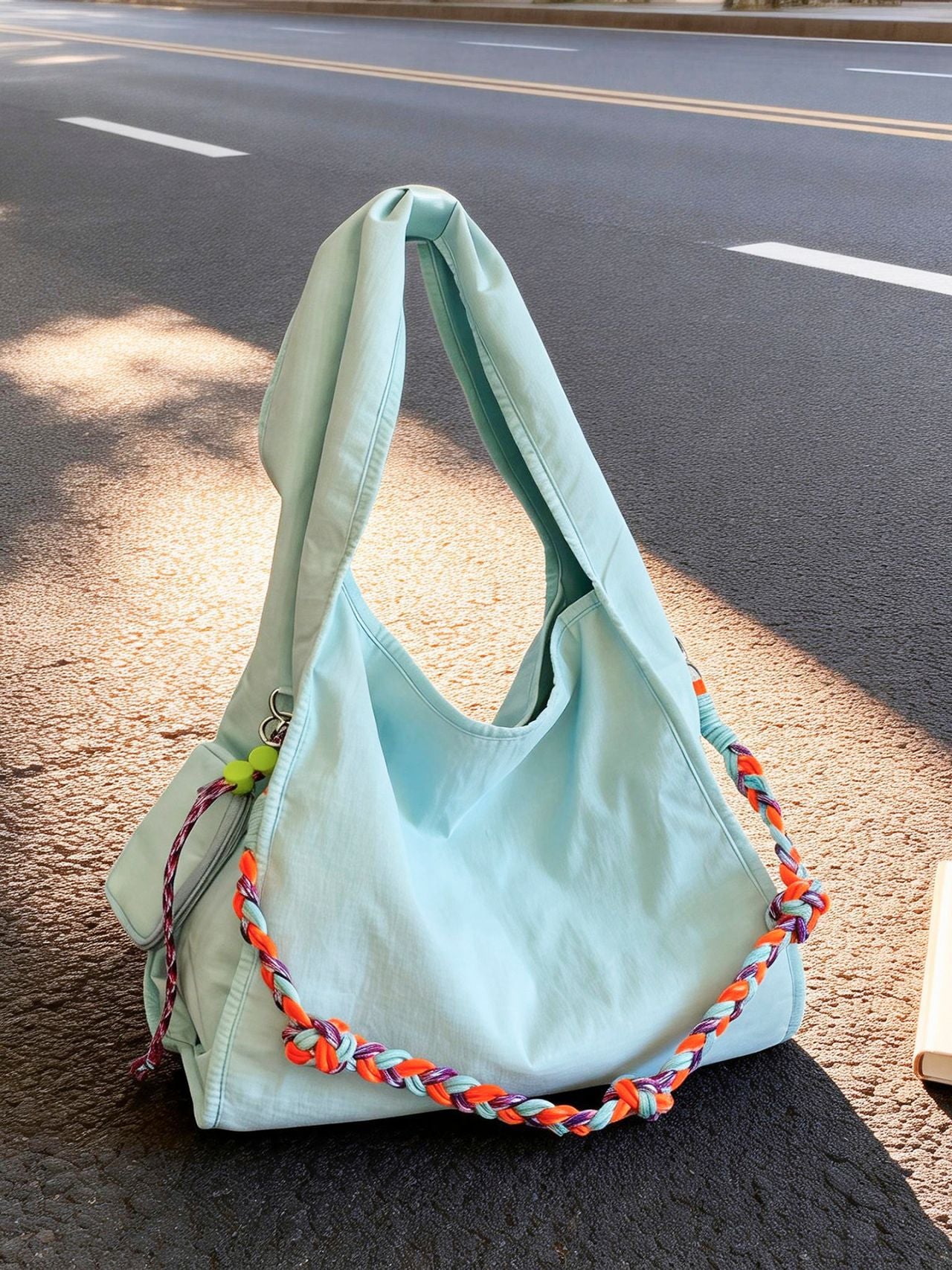 Women's & Men's Korean Large Capacity Colorful Ropes Cloth Tote Bag