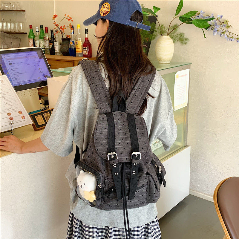 Korean Style Color Matching Polka Dot Design Backpacks