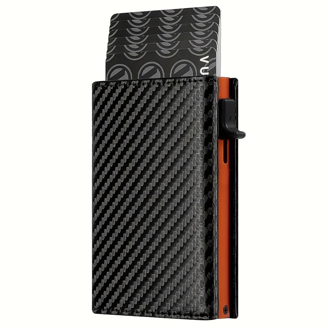 Pop-up Carbon Fiber Orange Aluminum Alloy Card Pack Card Sleeve