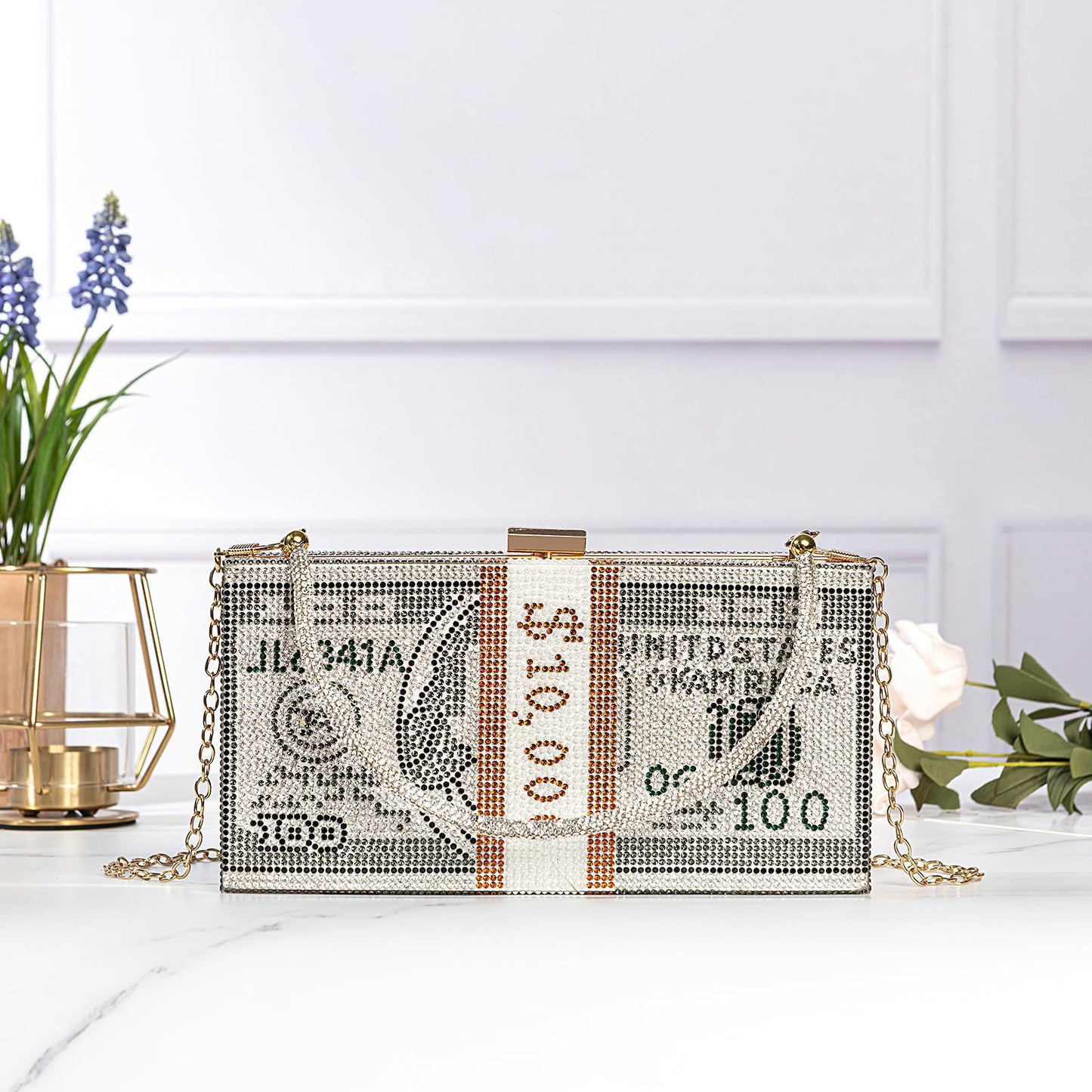 Women's Dollar Full Diamond Usd Dinner Dress Women's Handbag