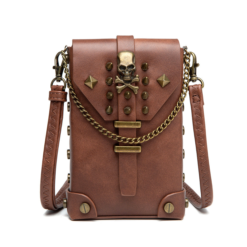 Women's Medieval Contrast Color Leather Industrial Retro Small Square Bags