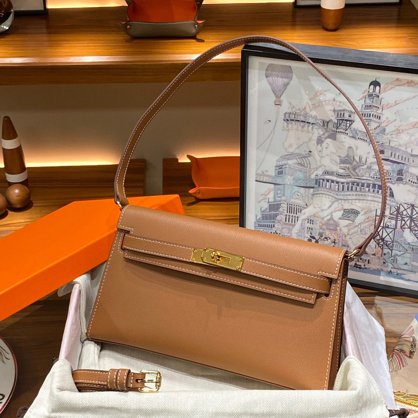 Kelly Underarm High-grade Horizontal Genuine Leather Retro Fashion Women's Shoulder Bag