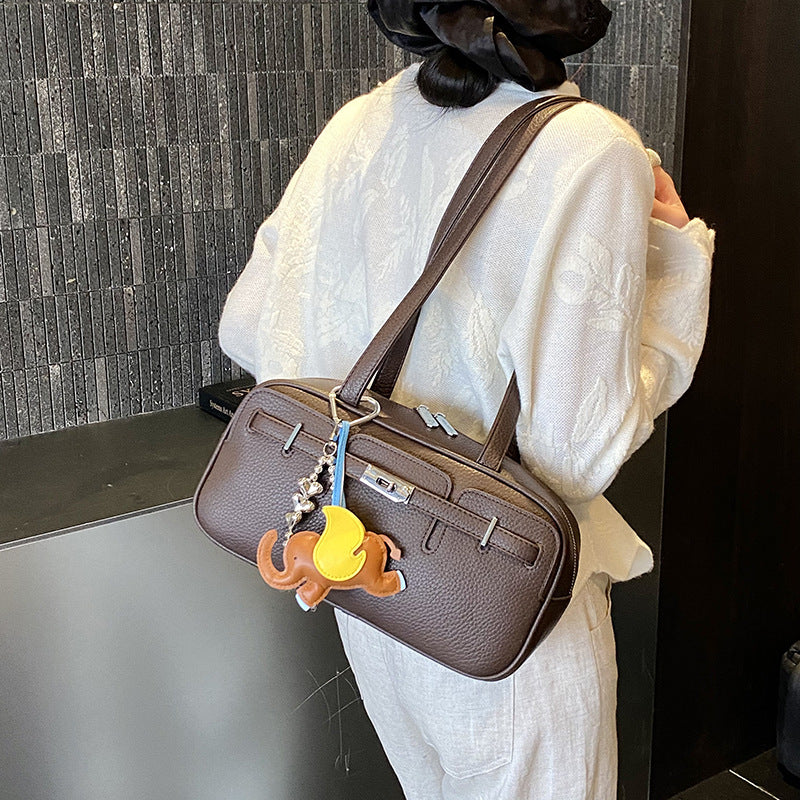 High-grade Soft Leather Boston Large Capacity Pillow Fashion Commuter Shoulder Bags