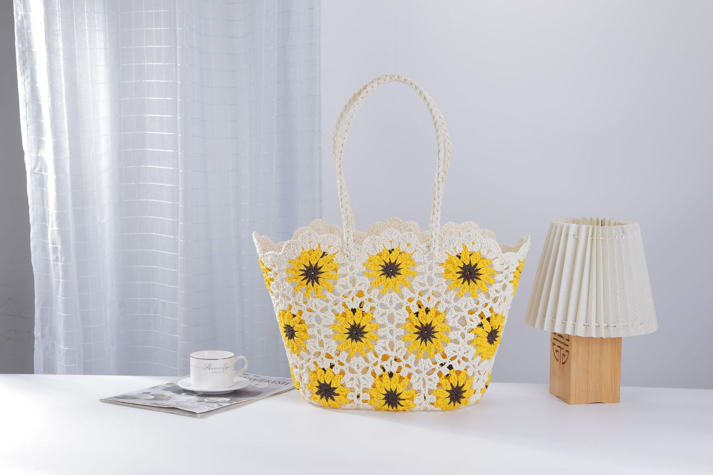 Women's Crocheted Handmade Hollow Pattern Woven Knitted Women's Shoulder Bag