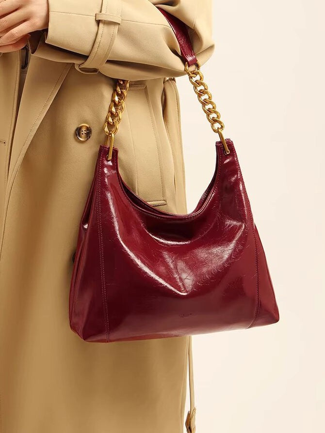 Women's High-grade Bright Leather Bridal Wedding Underarm Bags