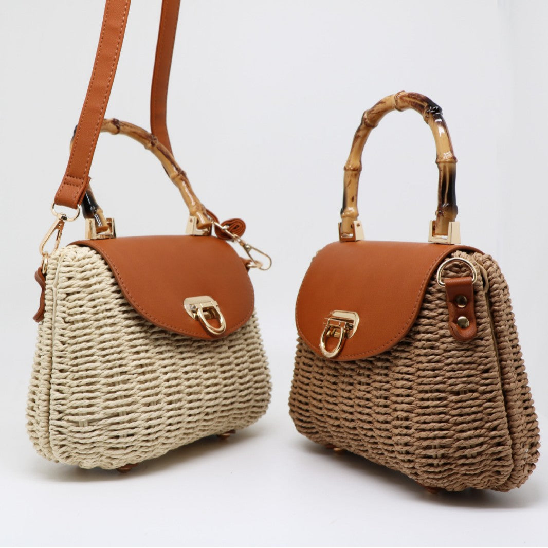 Hand-woven Female Paper String Frame Cow Women's Shoulder Bag