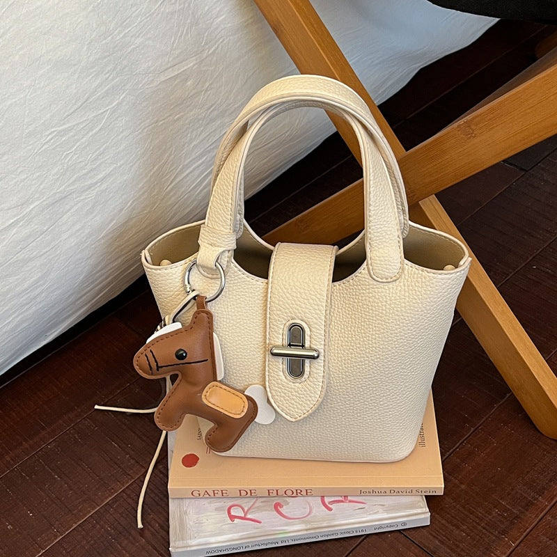 Niche Solid Color Design Advanced Sweet Western Style Trendy Bucket Bag