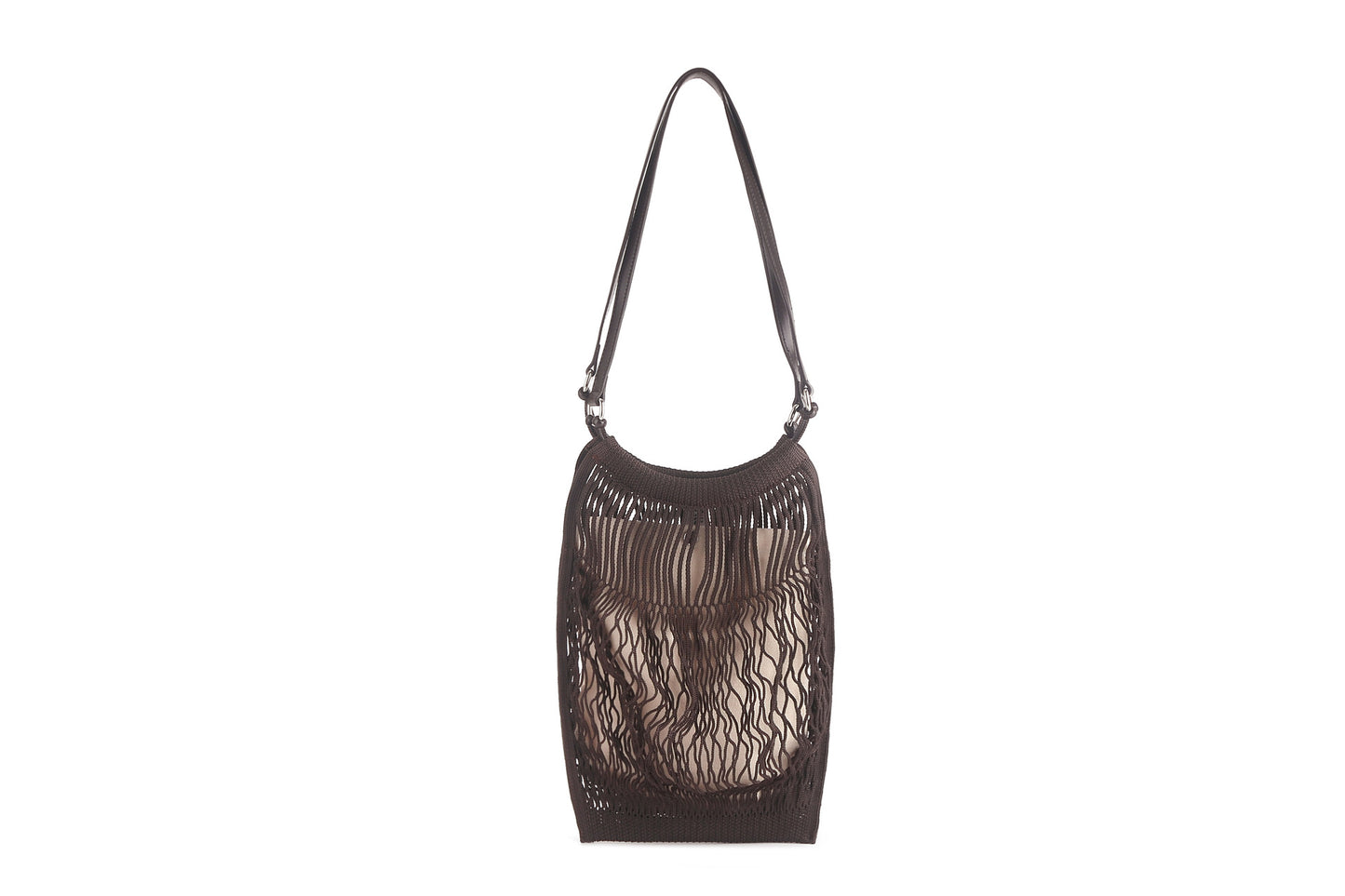 Fashion Size Medium Mesh Pocket Concave Shape Design Contrast Bags