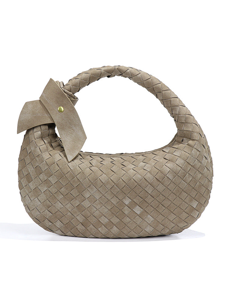 Suede Dumpling Hand-woven Knotted Clutch High-grade Underarm Bag