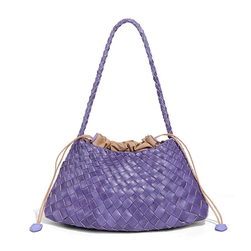 Women's Summer Niche Design Woven Large Capacity French Canvas Lazy Underarm Bag