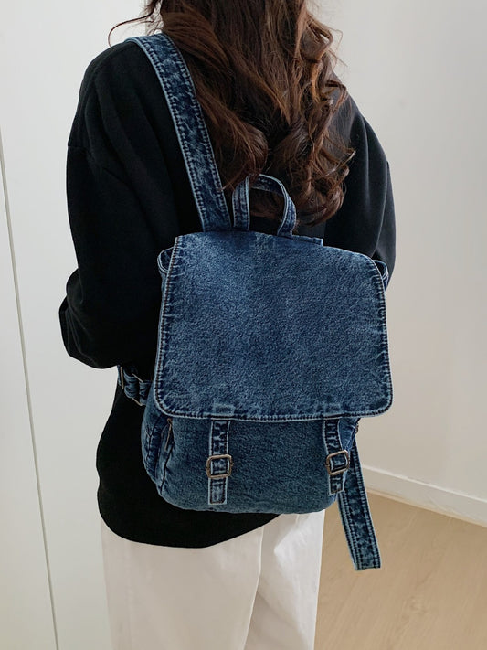Women's & Men's Spring Denim Washed-out Vintage Large Capacity Women's Backpack