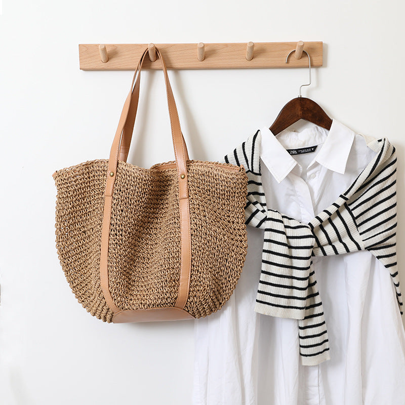 Women's Style Large Capacity Straw Woven Seaside Vacation Bags