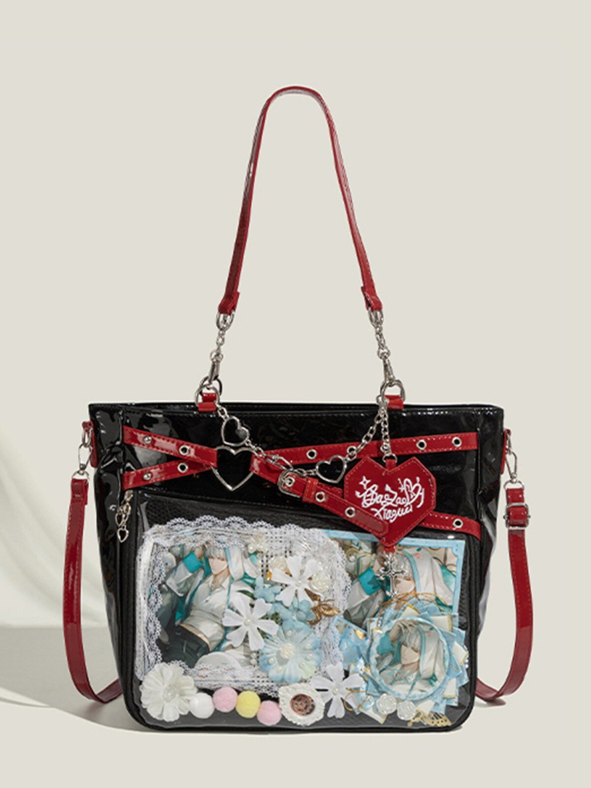 Hot Large Capacity Cartoon Transparent Pain Layer Heart Track Love Backpacks