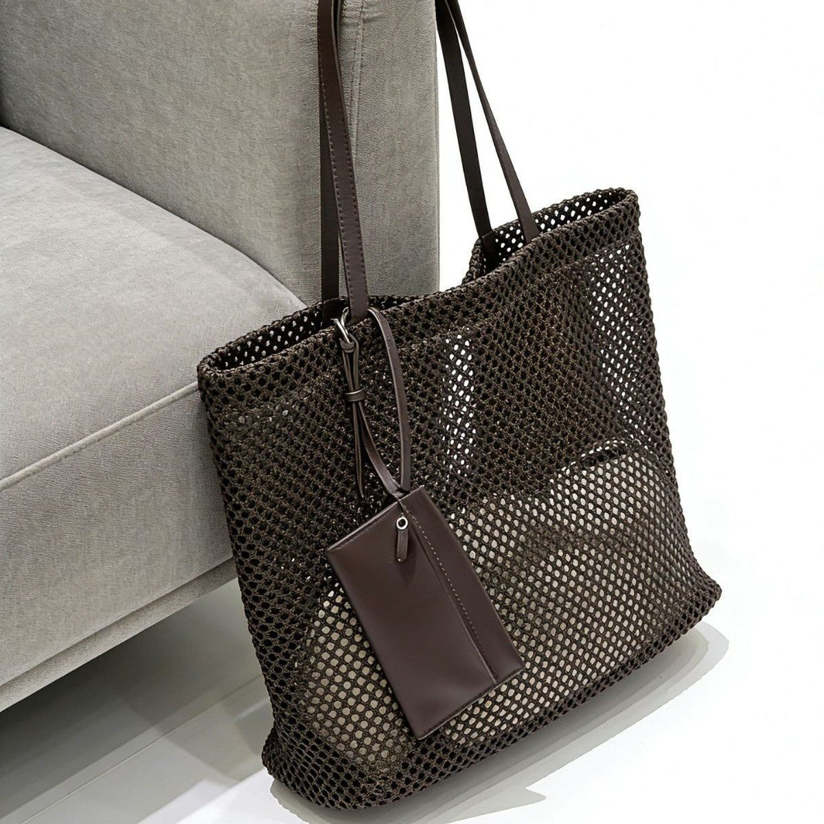 Women's Large Capacity Leisure Shopping Summer Net Pocket Woven Bags