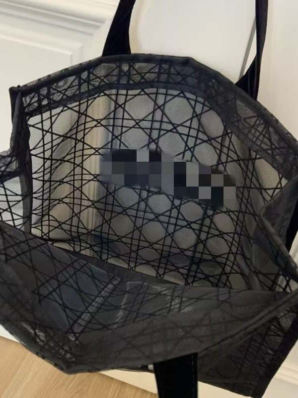 Women's Full Gift Meeting Lace Mesh Rattan Plaid Large Capacity Bags