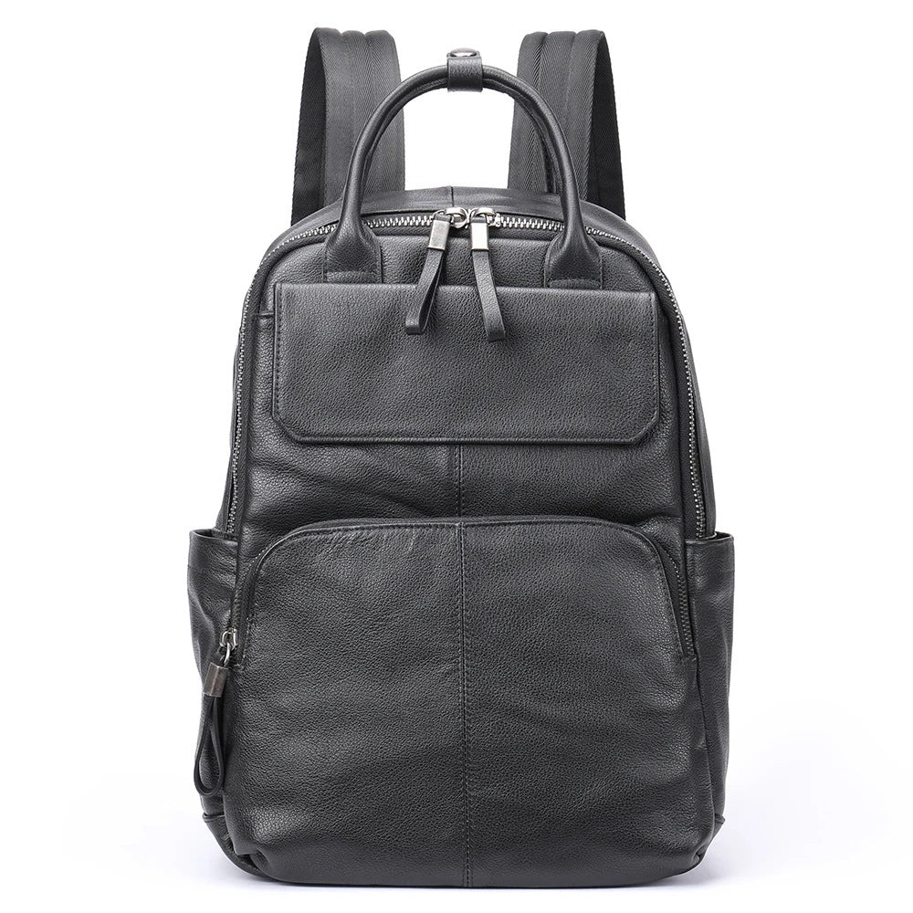 Men's Leather Commute First Layer Cowhide Computer Leisure Backpack