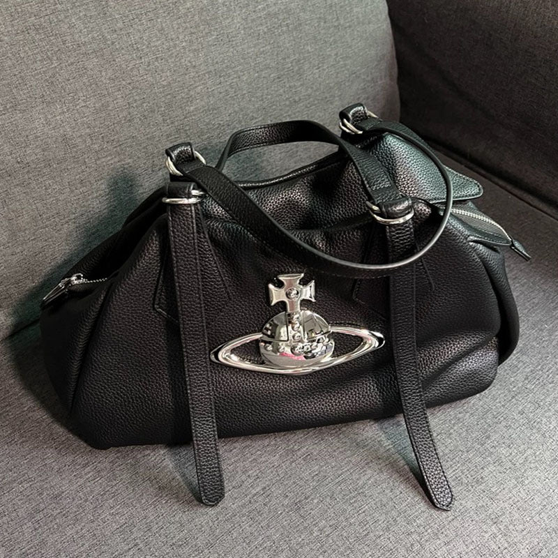 Niche Dowager Ancient Saturn Soft Leather Large Capacity Women's Handbag