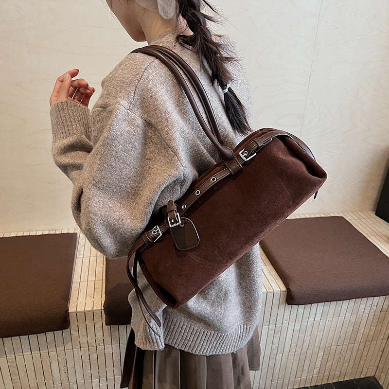 Women's High-grade Trendy Underarm Baguette Suede Motorcycle Bags