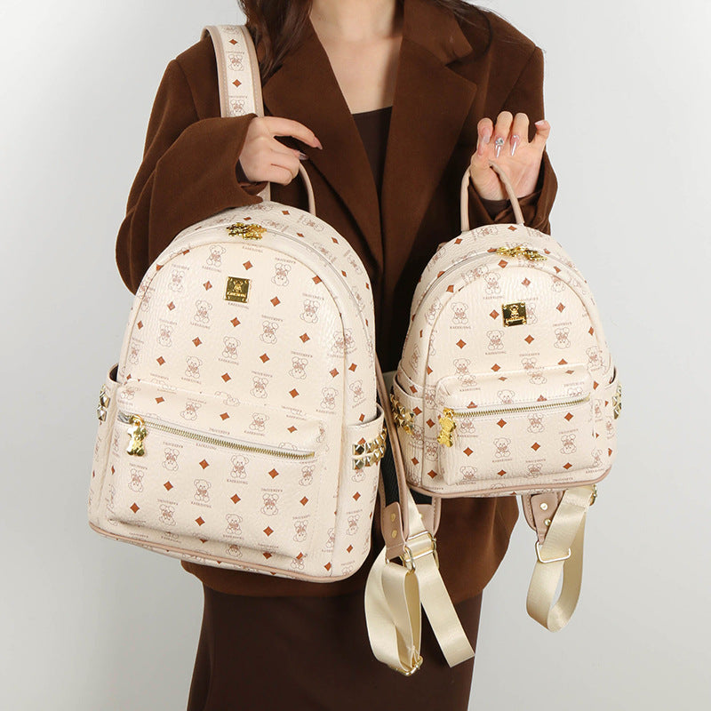Women's Popular Korean Western Style Printed Large Capacity Trendy Leisure Backpack