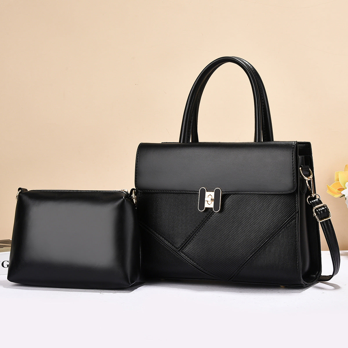 Women's High-grade Color Matching Texture Patchwork Western Style Handbags