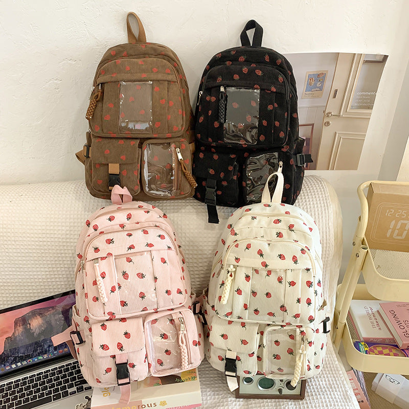 Good-looking Female College Cute Strawberry Junior High Leisure Backpack