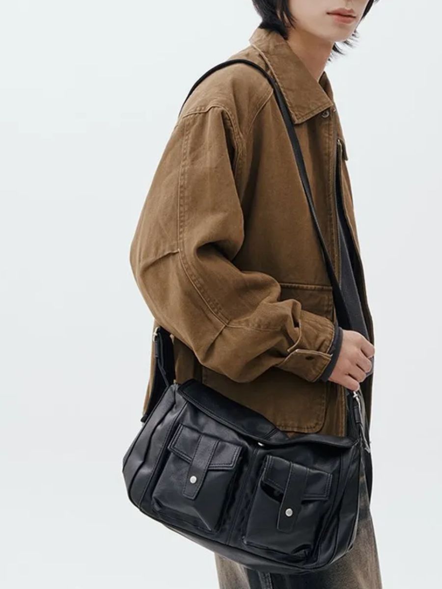 Retro Minority Soft Leather Neutral Street Men's Messenger Bag