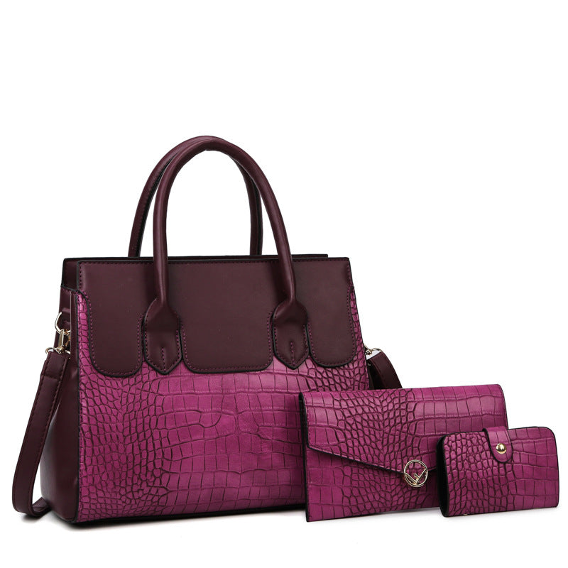 Women's Capacity Stone Pattern Contrast Color Mother Fashion Women's Handbag