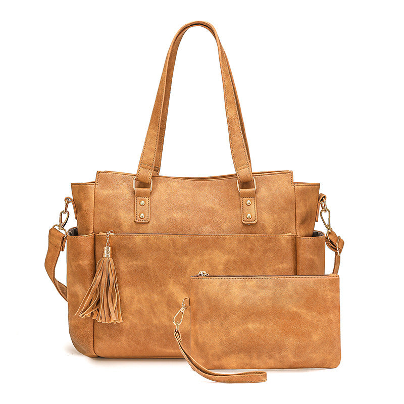 Women's Fashion Large Capacity Tassel Zipper Mother Women's Handbag
