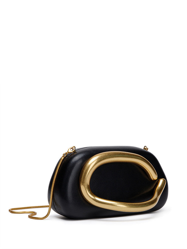 Women's Round Box Clutch Mini Metal Chain Portable Bags