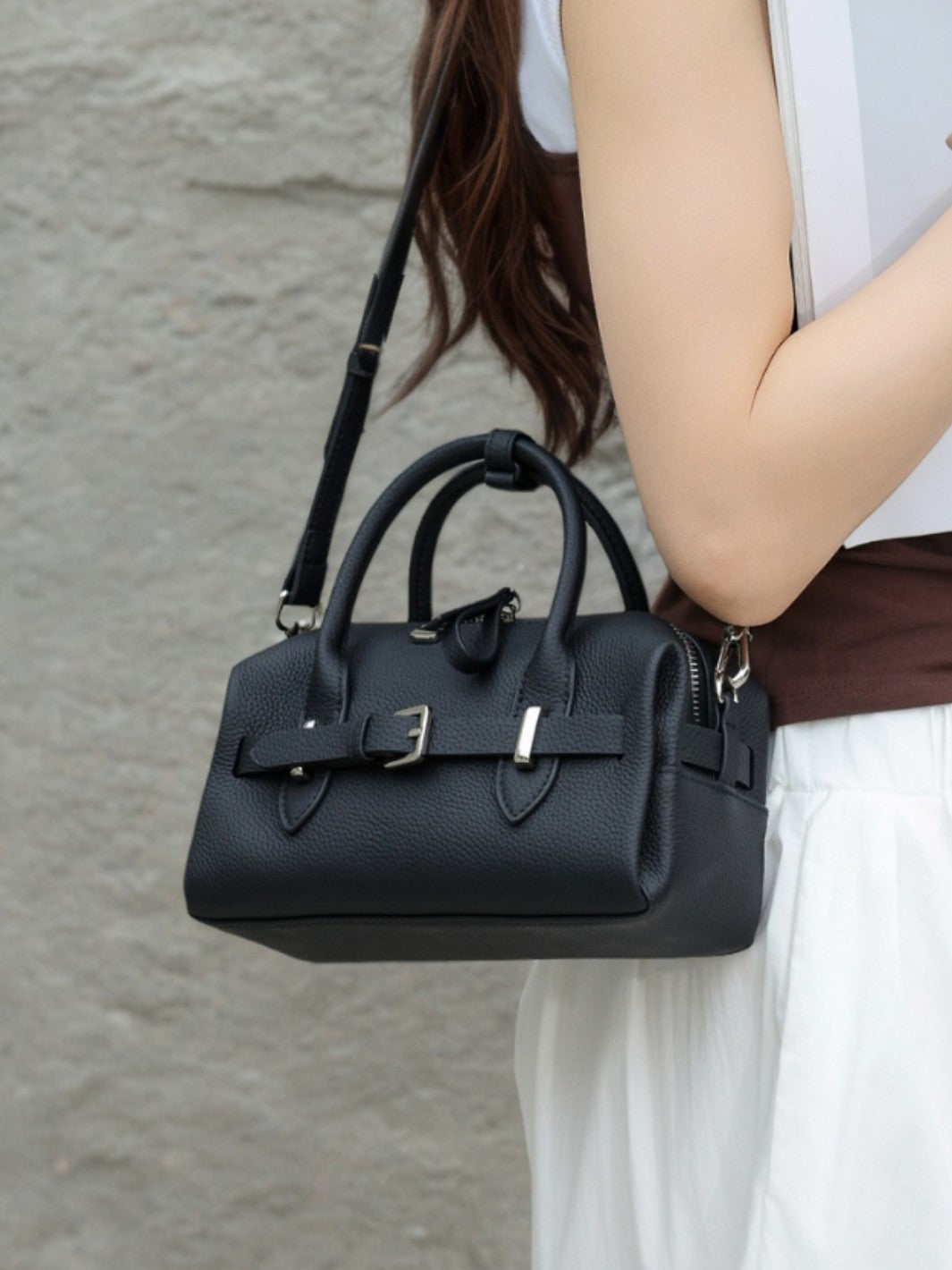 Women's Bowling Genuine Leather Niche High-grade Large Bags