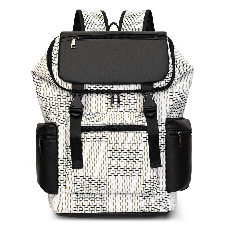 Men's Large Capacity Plaid Business Computer Trend Leisure Backpack