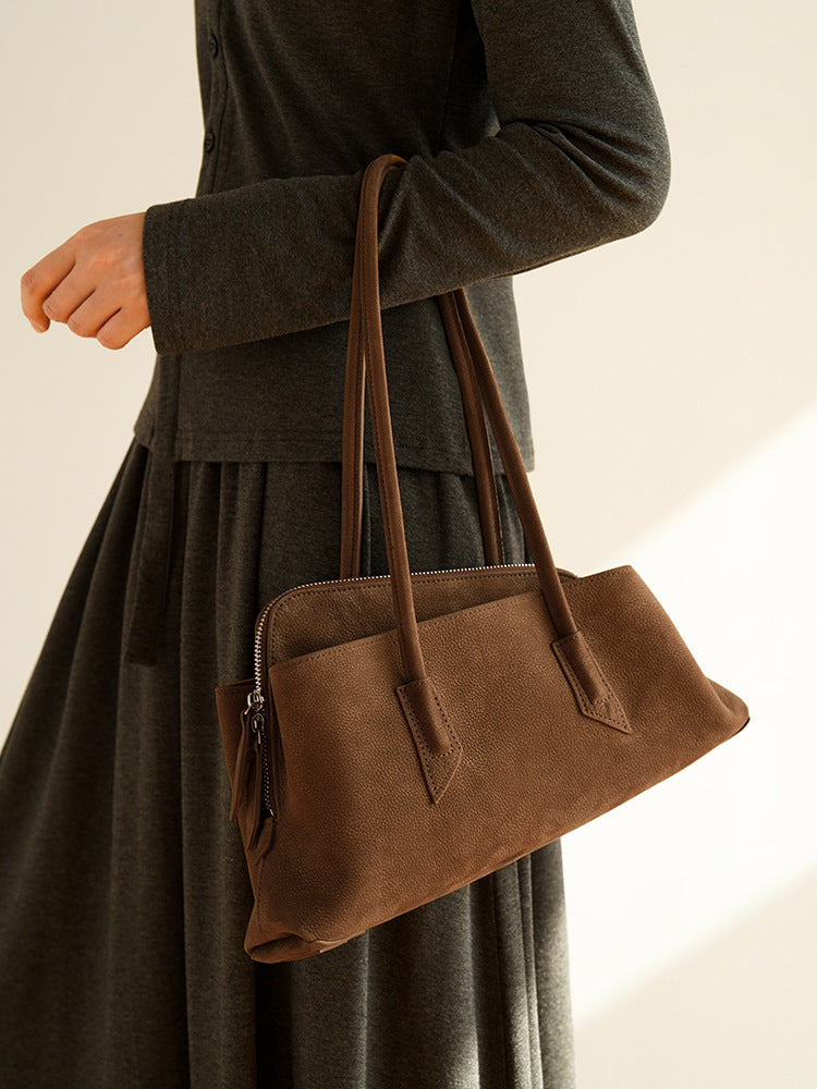 Style Niche First Layer Cowhide Underarm Fashion Irregular Loose Feeling Women's Handbag