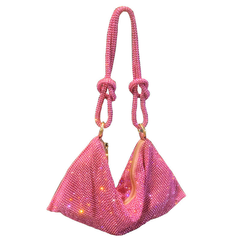 Women's Rhinestone Underarm Diamond Full Pink Clutch Handbags