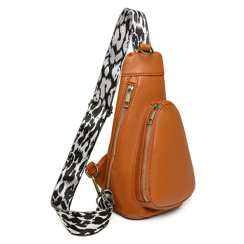 Comfortable Retro Diamond Patterns Leopard Strap Women's Messenger Bag