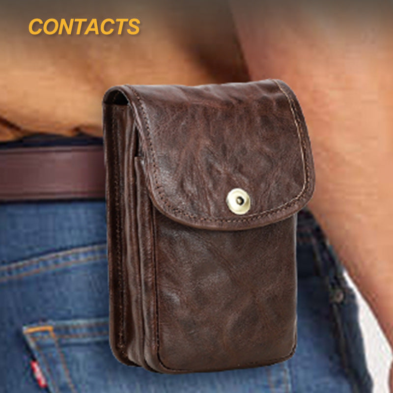 Men's First Layer Cowhide Texture Simple Fashion Flip Bags