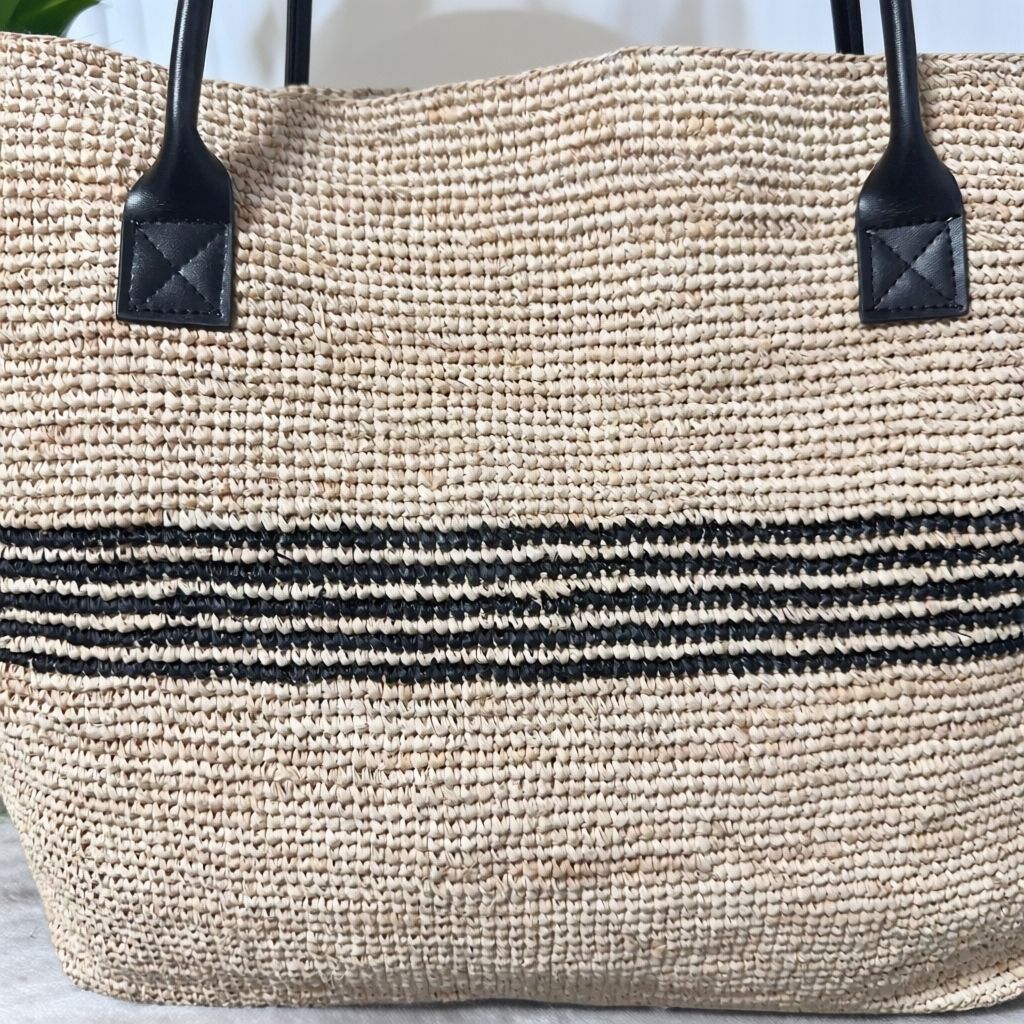 Women's French Style High Quality Large Capacity Raffia Striped Women's Shoulder Bag