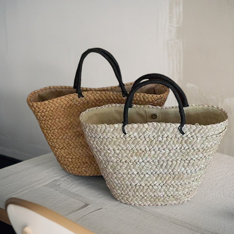 Women's Artistic Solid Color Straw Vacation Beach Large Women's Shoulder Bag