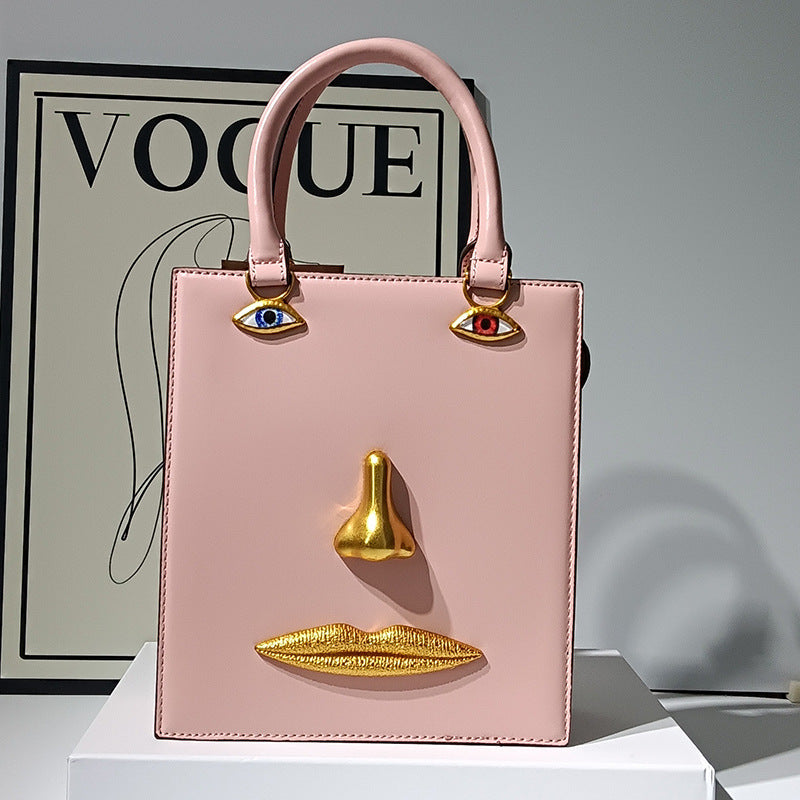 Women's Face Smiling Plain Cattle Leather Fashion Women's Handbag