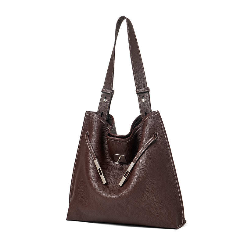 Women's Cowhide Leather Light Luxury Kelly Large Capacity Bags