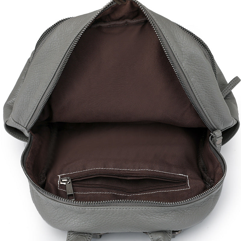 Women's Fashion Soft Leather Versatile Large Capacity Korean Women's Backpack