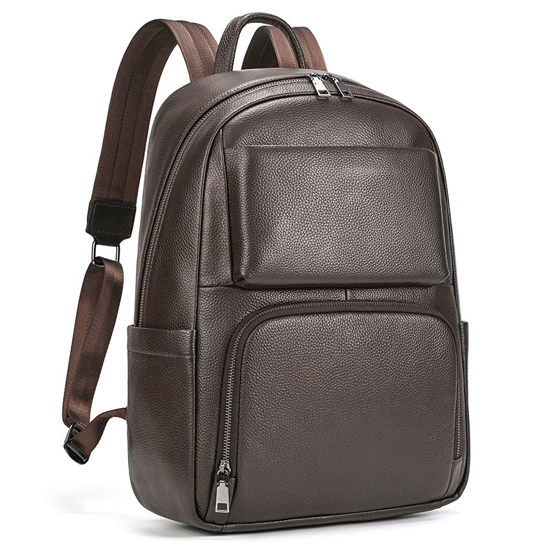Casual Men's Leather Commuter Computer Cowhide Business Backpack