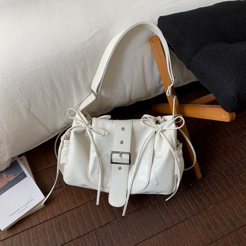 Sweet Cool Style Drawstring Female Design Pleated Underarm Women's Messenger Bag