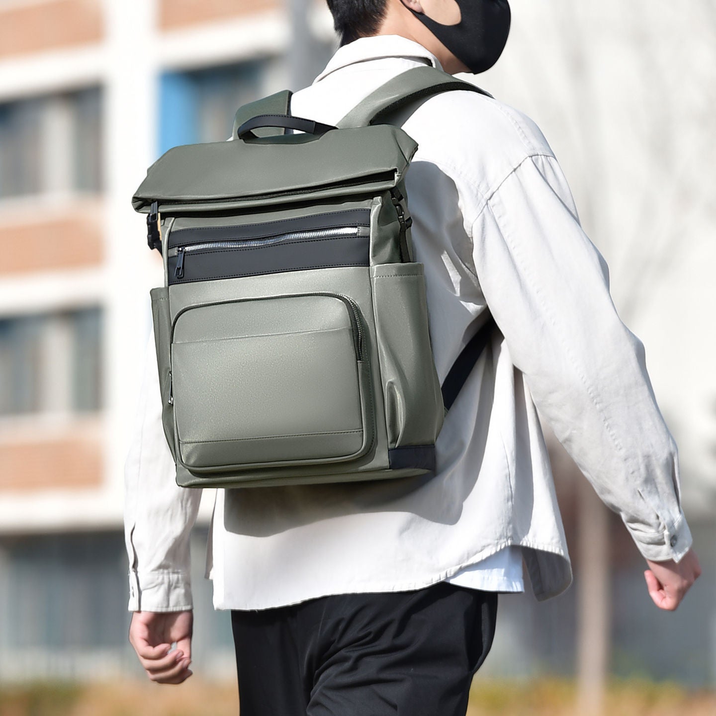 Men's Fashion Curved Edge Design Computer Business Backpacks
