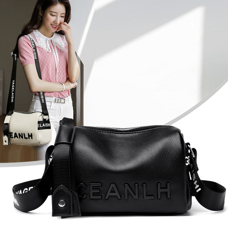 Leather Letter Korean Fashion Broadband Underarm Toe Cover Women's Messenger Bag